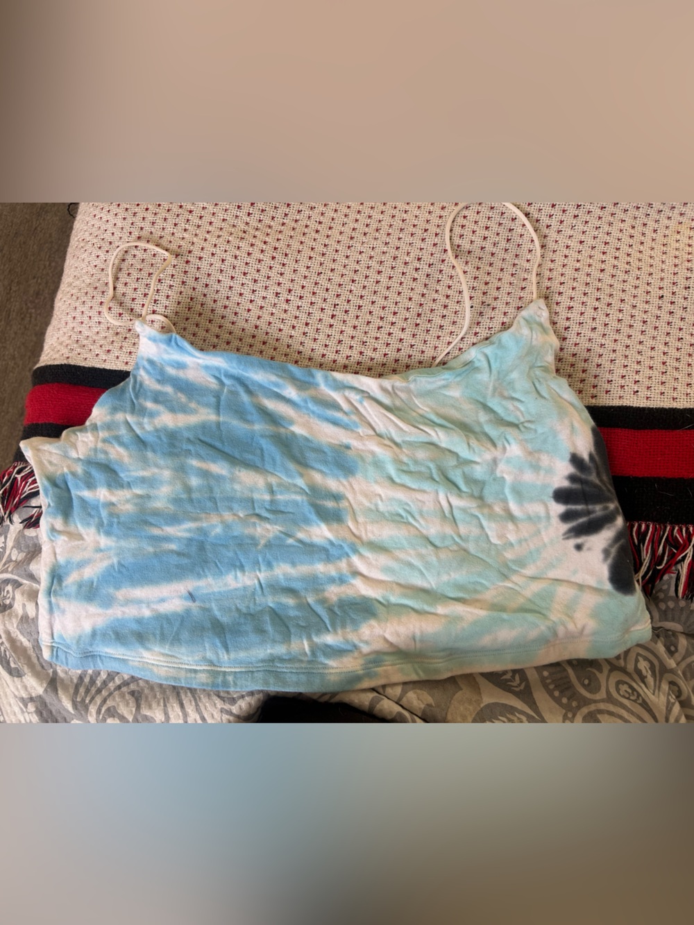 Tie-Dye Blue & White Cropped Tank Top